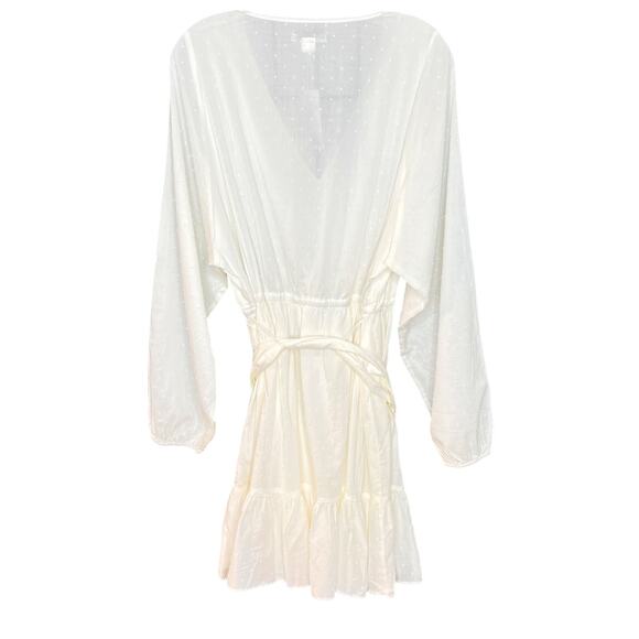 Outerknown Lulu V Neck Blouson Sleeves Ruffle Dress Large - Picture 6 of 7